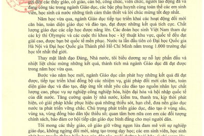 Thư của Chủ tịch nước nhân ngày khai giảng năm học mới 2018-2019