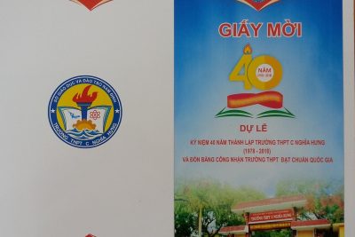 Giấy mời dự lễ kỷ niệm 40 năm thành lập trường THPT C Nghĩa Hưng (1978-2018) và đón bằng công nhận trường THPT đạt chuẩn Quốc gia