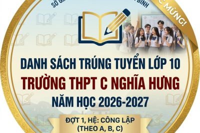 Danh sách thí sinh trúng tuyển lớp 10 THPT năm học 2026 – 2027 trường THPT C Nghĩa Hưng (đợt 1)